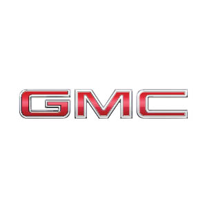 A red and silver gmc logo on top of a white background.